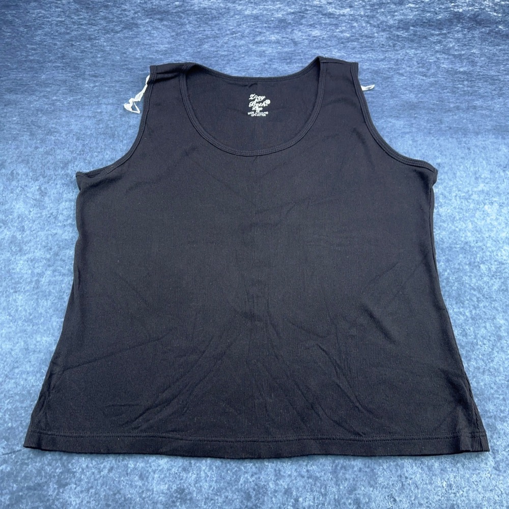 Zoey & Beth Plus Womens 3X Black Cotton Ribbed Knit Scoop Neck Tank Top